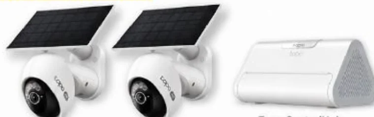 Two Tapo 4K solar cameras and a Tapo CentralHub